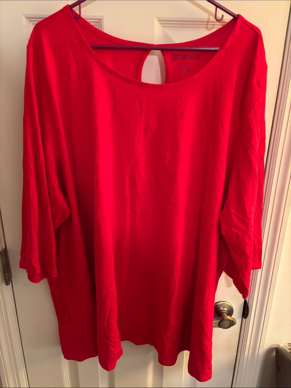 Roaman's Bold Red Scoop Neck Tunic